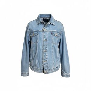 ZARA Blue Denim Jacket M Classic Trucker Button Front